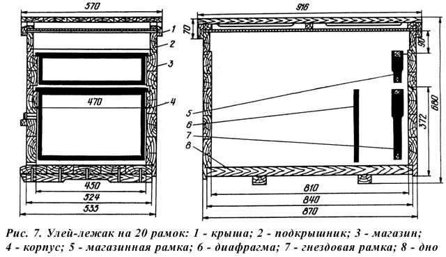 Улей-лежак на 20 рамок