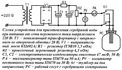 Устройство для приготовления серебряной воды