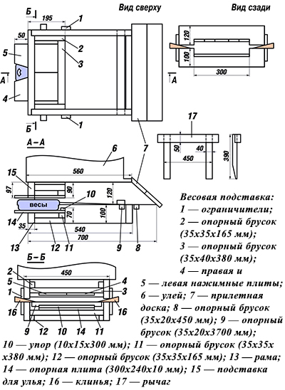 подставка для контрольного улья и пасечных весов