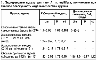 Экстерьерные показатели пчел