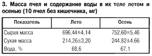 Масса тела пчел